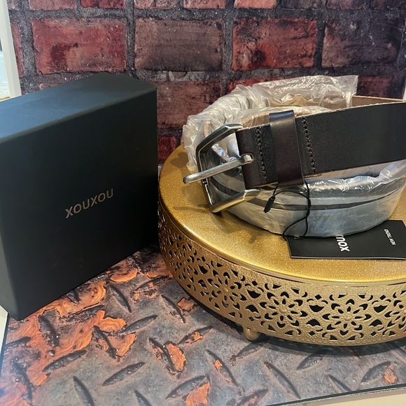 NWT men’s genuine leather/dark brown belt Sz 32 - Picture 2 of 6